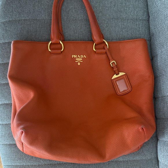 Prada Orange Leather Tote Bag - Picture 1 of 8